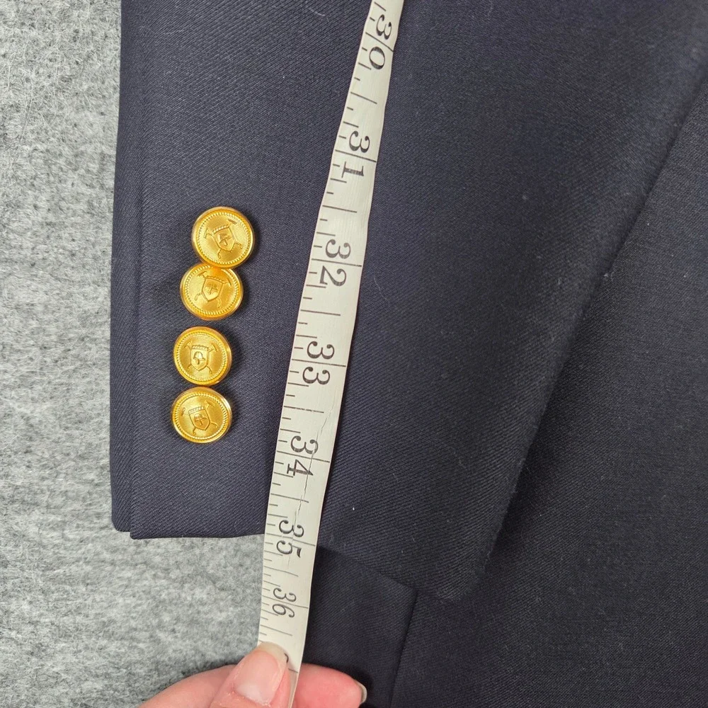 Lauren Ralph Lauren Mens 52L Navy Blue Wool Gold Crest Button Blazer Sport Coat